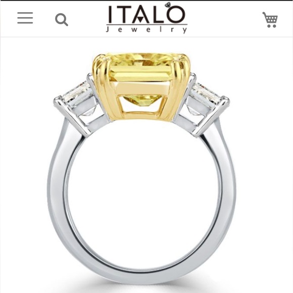 Emerald cut yellow ring - Picture 5 of 6